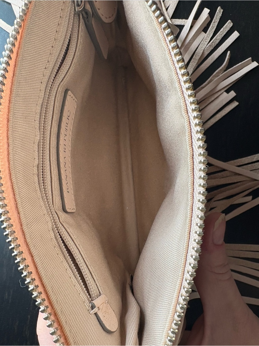 Banana Republic Fringe Wristlet Clutch Purse - Beige - Picture 4 of 5